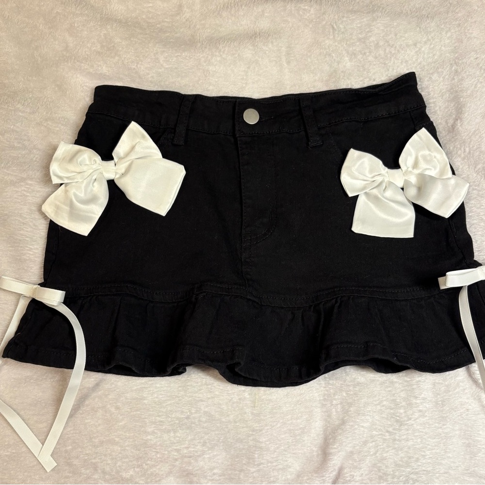 Black Skirt with White Bows